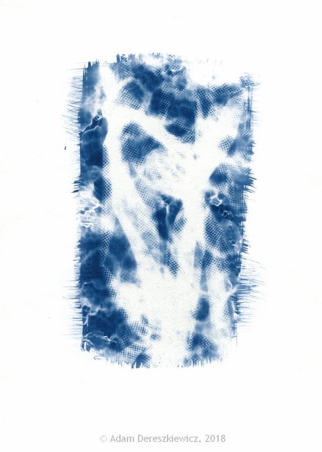 Multilayer cyanotype handmade print - unique art item abstract