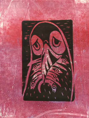 Sad puffin. Limited edition linotype over monotype A4